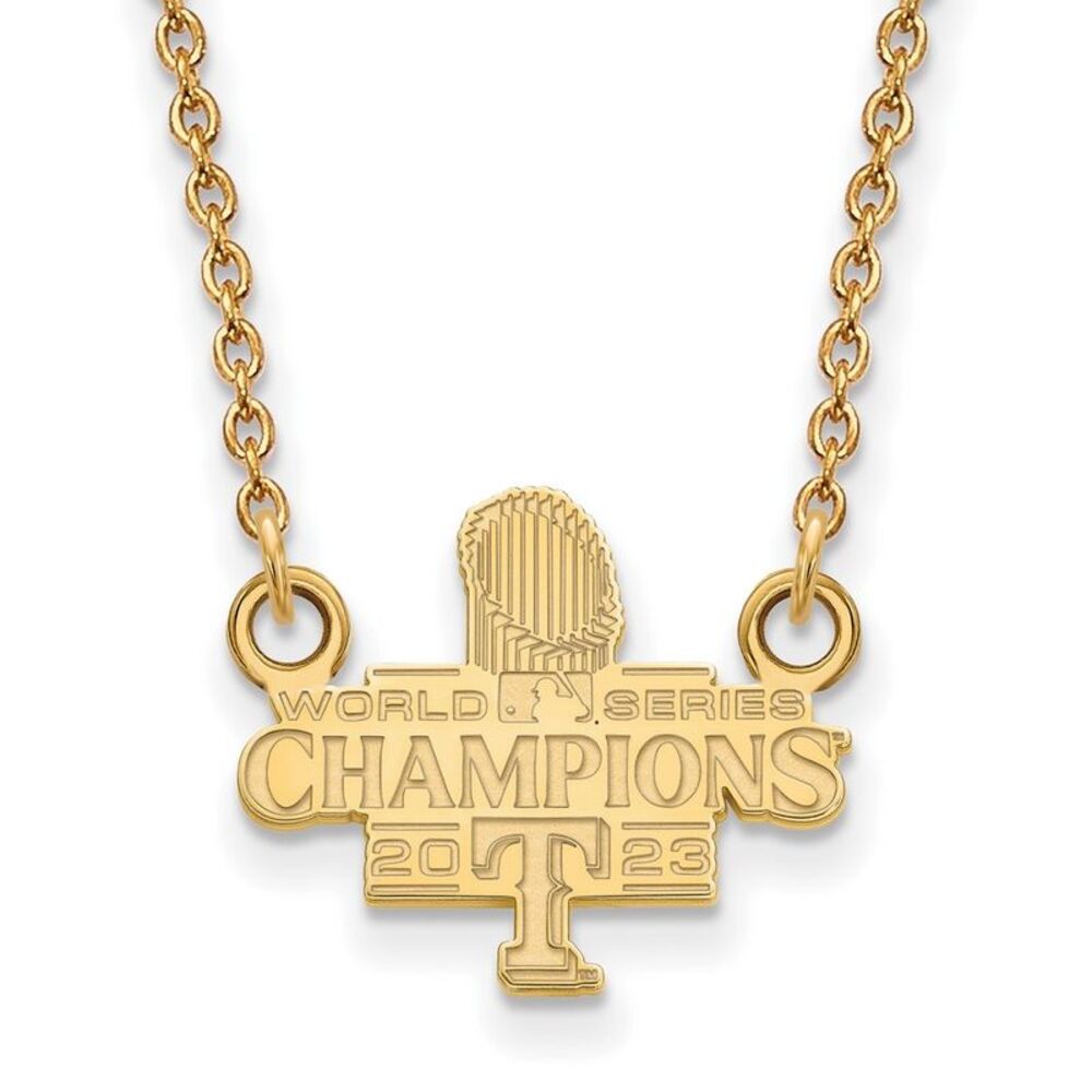 14K Gold Plated S.S. 2023 WS Champs Texas Rangers SM Necklace, 18 Inch